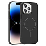 iPhone 14 Pro Max Kılıf Magsafe Şarj Özellikli Zore Ruby Silikon Kapak - Siyah