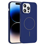 iPhone 14 Pro Max Kılıf Magsafe Şarj Özellikli Zore Ruby Silikon Kapak - Lacivert