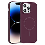 iPhone 14 Pro Max Kılıf Magsafe Şarj Özellikli Zore Ruby Silikon Kapak - Mürdüm