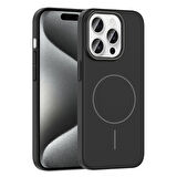 iPhone 15 Pro Max Kılıf Magsafe Şarj Özellikli Zore Ruby Silikon Kapak - Siyah