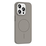 iPhone 15 Pro Max Kılıf Magsafe Şarj Özellikli Zore Ruby Silikon Kapak - Gri