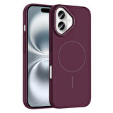 iPhone 16 Kılıf Magsafe Şarj Özellikli Zore Ruby Silikon Kapak - Mürdüm