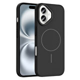iPhone 16 Plus Kılıf Magsafe Şarj Özellikli Zore Ruby Silikon Kapak - Siyah