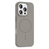 iPhone 16 Pro Max Kılıf Magsafe Şarj Özellikli Zore Ruby Silikon Kapak - Gri