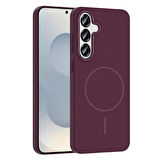 Galaxy S25 Plus Kılıf Magsafe Şarj Özellikli Zore Ruby Silikon Kapak - Mürdüm