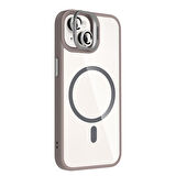 iPhone 14 Kılıf Standlı ve Kamera Lens Hediyeli M-Safe Şarj Özellikli EFFX Etro Kapak - Siyah