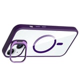 iPhone 15 Kılıf Standlı ve Kamera Lens Hediyeli M-Safe Şarj Özellikli NRTK Etro Kapak - Gri