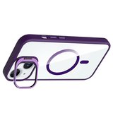 iPhone 15 Kılıf Standlı ve Kamera Lens Hediyeli M-Safe Şarj Özellikli NRTK Etro Kapak - Pembe