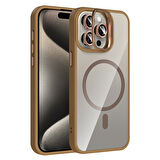 iPhone 15 Pro Max Kılıf Standlı ve Kamera Lens Hediyeli M-Safe Şarj Özellikli ALT Etro Kapak - Dese