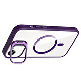 iPhone 16E Kılıf Standlı ve Kamera Lens Hediyeli M-Safe Şarj Özellikli FRMS Etro Kapak - Siyah