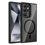 Samsung Galaxy S24 Ultra Kılıf Standlı ve Kamera Lens Hediyeli Kablosuz Şarj Özellikli Etro Kapak