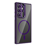 Galaxy S24 Ultra Kılıf Standlı ve Kamera Lens Hediyeli M-Safe Şarj Özellikli MKST Etro Kapak - Pembe