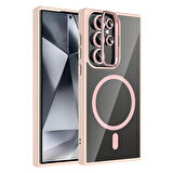 Galaxy S24 Ultra Kılıf Standlı ve Kamera Lens Hediyeli M-Safe Şarj Özellikli UCY Etro Kapak - Derin