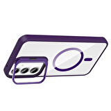 Galaxy A35 Kılıf Standlı ve Kamera Lens Hediyeli M-Safe Şarj Özellikli EFFX Etro Kapak - Siyah