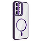 Galaxy A55 Kılıf Standlı ve Kamera Lens Hediyeli M-Safe Şarj Özellikli SYS Etro Kapak - Desert Tita