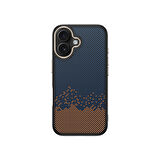 iPhone 16 Kılıf M-safe Şarj Özellikli Karbon Fiber Görünümlü HGEA Antina Kapak - Mavi