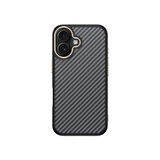 iPhone 16 Plus Kılıf M-safe Şarj Özellikli Karbon Fiber Görünümlü HGEA Antina Kapak - Gri