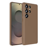 Galaxy S25 Ultra Kılıf Kamera Korumalı Kartlık Hazneli EFFX Vitra Kapak - Kahverengi