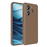 Redmi Note 14 4G Kılıf Kamera Korumalı Kartlık Hazneli FRMS Vitra Kapak - Kahverengi