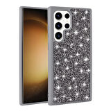 Galaxy S22 Ultra Kılıf Parlak Taşlı Tasarım FRMS Pırlanta Kapak - Gold