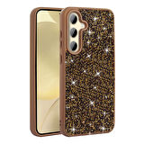 Galaxy S24 FE Kılıf Parlak Taşlı Tasarım Zore Pırlanta Kapak - Gold