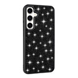 Galaxy S25 Kılıf Parlak Taşlı Tasarım ALT Pırlanta Kapak - Beyaz