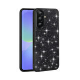 Galaxy A36 Kılıf Parlak Taşlı Tasarım KLFS Pırlanta Kapak - Siyah