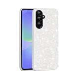 Galaxy A56 Kılıf Parlak Taşlı Tasarım KLFS Pırlanta Kapak - Beyaz