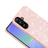 Galaxy A56 Kılıf Parlak Taşlı Tasarım KLFS Pırlanta Kapak - Beyaz