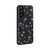 Galaxy A36 Kılıf Parlak Taşlı Tasarım UCY Pırlanta Kapak - Beyaz