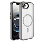iPhone 16E Kılıf Mat Arka Yüzey Wireless Şarj Özellikli SYS Flet M-safe Kapak - Lacivert