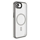 iPhone 16E Kılıf Mat Arka Yüzey Wireless Şarj Özellikli SYS Flet M-safe Kapak - Lacivert