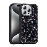 iPhone 16 Pro Kılıf Taşlı ve Simli Tasarım Azra Kapak
