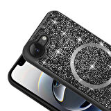 iPhone 16E Uyumlu Kılıf Pırlanta Tasarımlı M-safe Şarj Özellikli Silikon Kapak