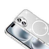 ​Apple iPhone 16 Plus Kılıf M-safe Şarj Özellikli Parlayan Simli Saydam Renkli ALT Maris Kapak - Şe