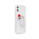 iPhone 11 Kılıf M-Safe Şarj Özellikli Şeffaf MKST Folk Sert Kapak - Çilek