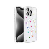Apple iPhone 15 Pro Max Kılıf M-Safe Şarj Özellikli Şeffaf Zore Folk Sert Kapak