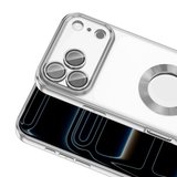iPhone 17 Pro Max Kılıf Logo Gösteren Parlak Kenarlı Kamera Lens Korumalı Şeffaf Omega Silikon Kapak
