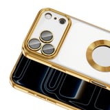 iPhone 17 Pro Max Kılıf Logo Gösteren Parlak Kenarlı Kamera Lens Korumalı Şeffaf Omega Silikon Kapak