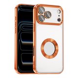 iPhone 17 Pro Max Kılıf Kamera Korumalı Logo Gösteren NRTK Omega Kapak - Turuncu
