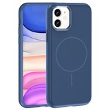 iPhone 11 Kılıf M-Safe Şarj Özellikli Metal Kamera Çerçeveli ALT Edi Silikon Kapak - Lacivert