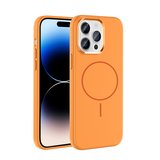 iPhone 14 Pro Max Kılıf M-Safe Şarj Özellikli Metal Kamera Çerçeveli NRTK Edi Silikon Kapak - Turunc