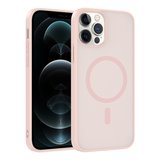 iPhone 12 Kılıf M-safe Şarj Özellikli MKST Babet Kapak - Pembe