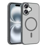 iPhone 16 Kılıf M-safe Şarj Özellikli MKST Babet Kapak - Gri