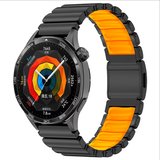 Huawei GT4 46mm MKST KRD-151 22mm Metal Silikon Kordon - Siyah-Turuncu