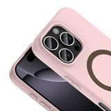 iPhone 16 Pro Kılıf M-Safe Şarj Özellikli MKST Aris Silikon Kapak - Açık Pembe