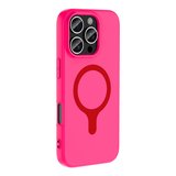 iPhone 16 Pro Kılıf M-Safe Şarj Özellikli MKST Aris Silikon Kapak - Koyu Pembe