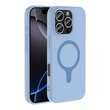 iPhone 16 Pro Kılıf M-Safe Şarj Özellikli MKST Aris Silikon Kapak - Baby Blue