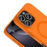 iPhone 16 Pro Kılıf M-Safe Şarj Özellikli MKST Aris Silikon Kapak - Turuncu