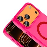 iPhone 17 Pro Kılıf M-Safe Şarj Özellikli MKST Aris Silikon Kapak - Koyu Pembe